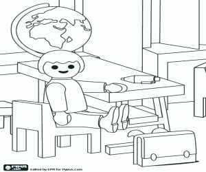 Een kind bij de Playmobil scholen kleurplaat