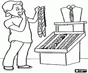 Het kind en de stropdas voor papa kleurplaat