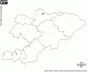 Kirgizië kaart kleurplaat