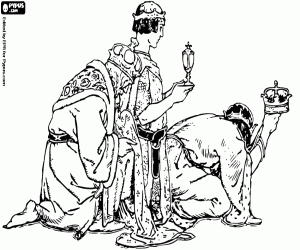 Klassieke aanbidding van de Drie Koningen kleurplaat