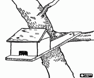 Een klein huis, nest voor vogels kleurplaat