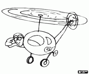 Kleine helikopter met piloot kleurplaat