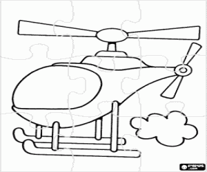 Kleine helikopter puzzel kleurplaat