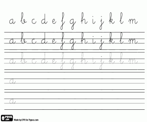 Kleine letters alfabet van A tot M kleurplaat