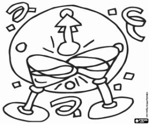 Klinken om middernacht op Nieuwjaar kleurplaat