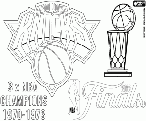 Knicks, NBA-kampioenen 2026 kleurplaat