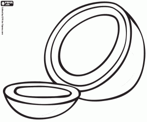 Een kokosnoot geopend kleurplaat