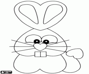 Het konijn van het hart kleurplaat