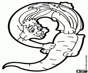 Konijn en wortel, het getal 9 kleurplaat