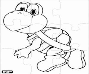 Koopa Troopa schildpad puzzel kleurplaat