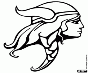 Kop van een vrouw viking krijger kleurplaat