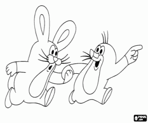 Krtek de kleine mol en de Haas kleurplaat