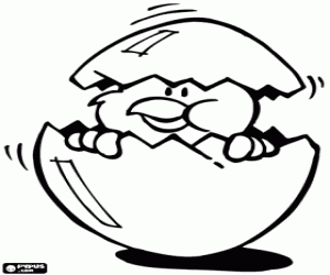 Kuiken coming out van ei kleurplaat