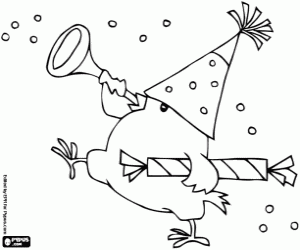 Het kuiken en het nieuwe jaar kleurplaat