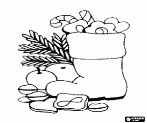 Een laars gevuld met Kerstmis snoep kleurplaat