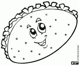 Lachende Mexicaanse Taco kleurplaat