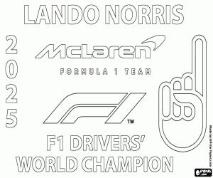 Lando Norris, F1-kampioen in 2025 kleurplaat
