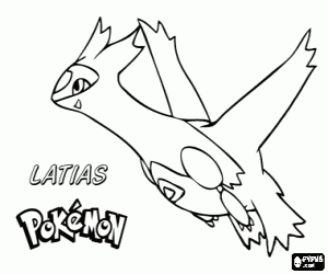 Latias, een draak Pokémon kleurplaat