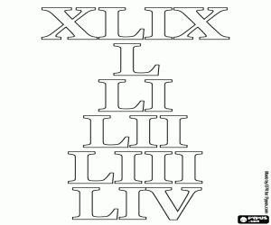 Leer de getallen van 49 tot 54 kleurplaat