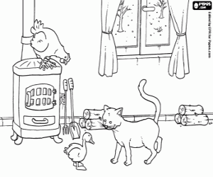 Het lelijke eendje verworpen in het huis kleurplaat