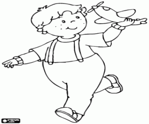 Leo met een vliegtuig speelgoed kleurplaat