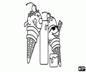 Letter die ik met twee ijsjes kleurplaat