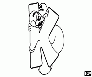 Letter K met de ondeugende muisje kleurplaat