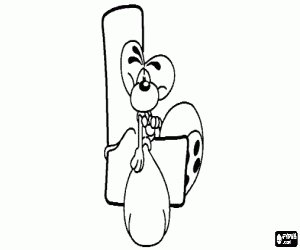 Letter L met de ondeugende muisje kleurplaat