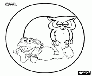 Letter O met Zoe en een uil kleurplaat
