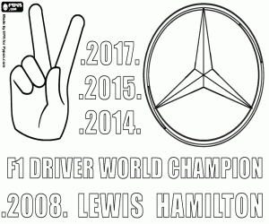 Lewis Hamilton, 2017 F1 kampioen kleurplaat