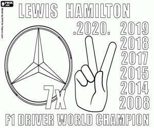  Lewis Hamilton, F1 x7-kampioen kleurplaat
