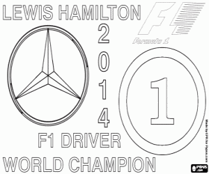 Lewis Hamilton, kampioen F1 2014 kleurplaat
