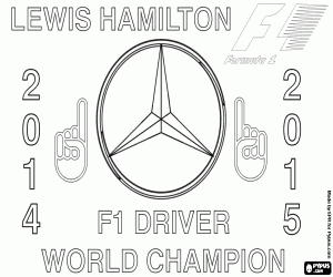 Lewis Hamilton, kampioen F1 2015 kleurplaat