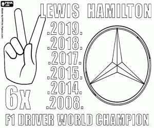 Lewis Hamilton, wereldkampioen x6 kleurplaat