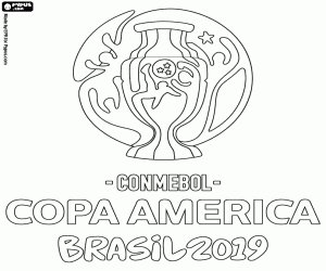 Logo van Copa America Brazilië 2019 kleurplaat