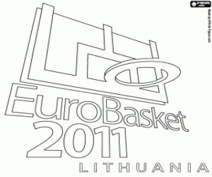Logo van EuroBasket 2011 in Litouwen kleurplaat