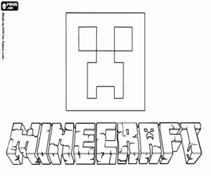 Logo van Minecraft en een Creeper kleurplaat