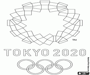 Logo Olympische Spelen Tokio 2020 kleurplaat