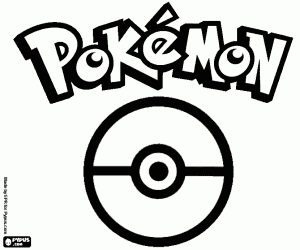Logo van Pokemon en Pokeball kleurplaat