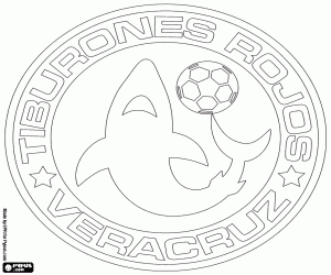 Logo van Tiburones Rojos de Veracruz kleurplaat