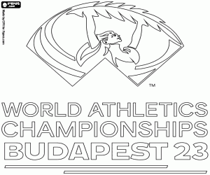 Logo Wereldkampioenschappen atletiek 2023 kleurplaat