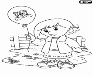 Lucy met een ballon kleurplaat