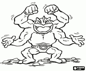 Machamp, Vechtkunst Pokemon kleurplaat