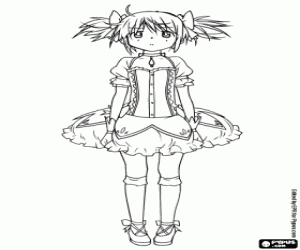 Madoka Kaname, anime karakter kleurplaat