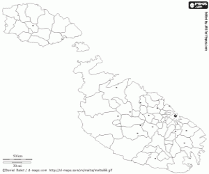 Malta kaart kleurplaat