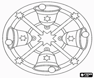 Mandala met klokken en sterren kleurplaat