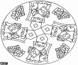 Een mandala met Sint Nicolaas kleurplaat