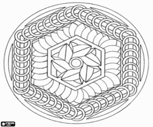 Een mandala met zeshoeken kleurplaat