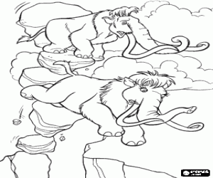 Manny en Ellie in gevaar kleurplaat