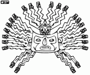 Het masker van de inca God Inti kleurplaat